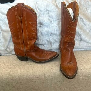 VINTAGE Avonite Hypalon Cowboy Boots, Honey/Cognac Brown SIZE 8.5 EE/Extra Wide